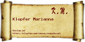 Klopfer Marianna névjegykártya